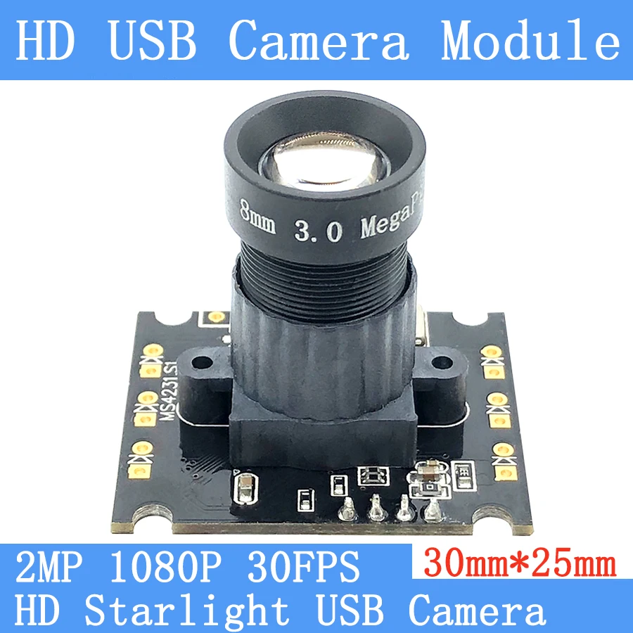 

1080P Full HD MJPEG 30FPS UVC USB Surveillance Camera Module Starlight Night Vision Wide Dynamic Webcam 2MP Support Audio Linux