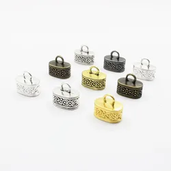 50pcs Cord Crimp End Caps Buckle Tips for Necklace Bracelet Ropes Cords Connectors Clasp DIY Accessories 15x13x10mm K00524