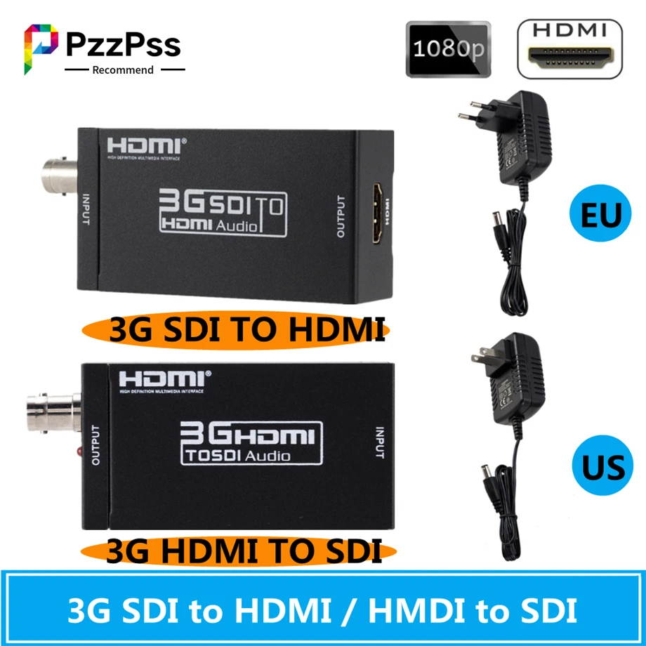 PzzPss 3G HDMI-compatible to SDI Converter SDI Adapter Audio HD-SDI/3G-SDI Adapter BNC 1080P DAC Converter for Monitor HDTV