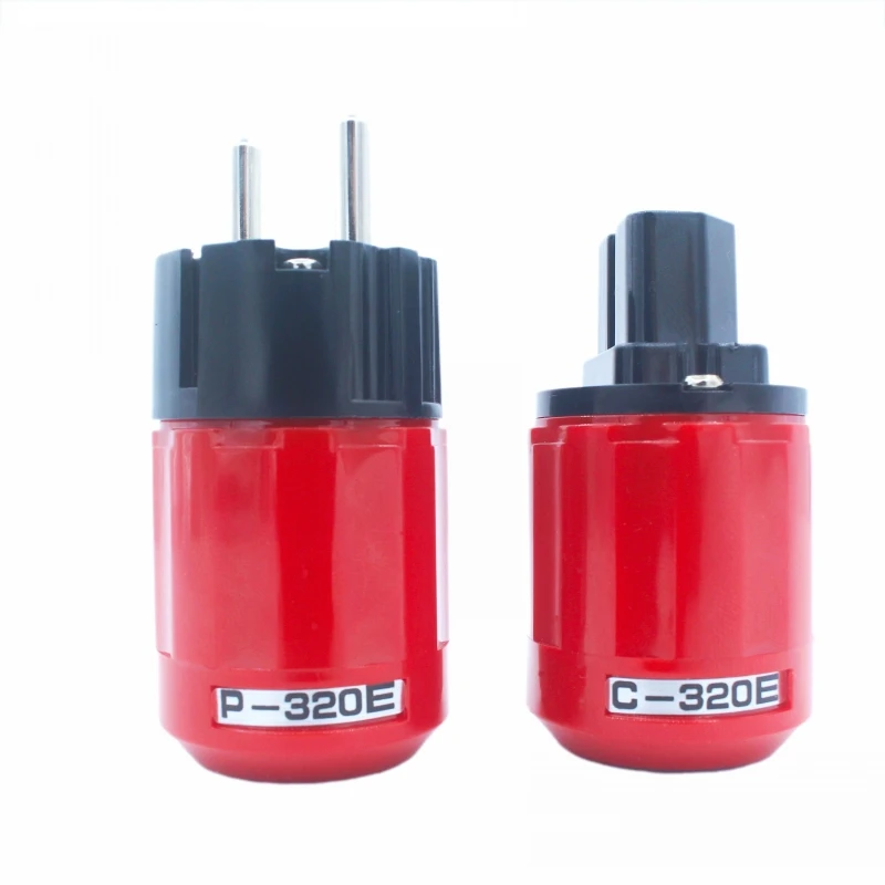 HIFI Oyaide P-320E/C-320E Rhodium Plated Copper Schuko EU AC Power Plug Ver IEC Connector Red transparent