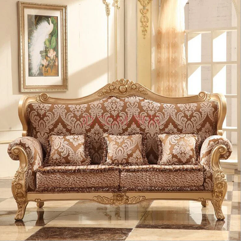 high quality  European  antique living room sofa furniture genuine leather set p10082