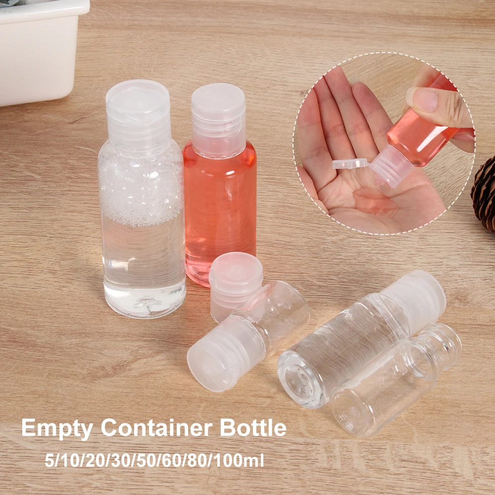 1Pcs Clear Empty Travel Bottle Makeup Container Cosmetic Lotion Refillable Squeeze Jar Shampoo Shower Gel Bottle 5-100ML `