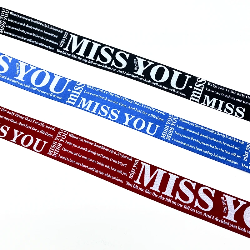 5 yards 25mm Printed 'MISS YOU' Satin Ribbon for Gift Wrapping Wedding Decoration Hair Bows DIY image 2