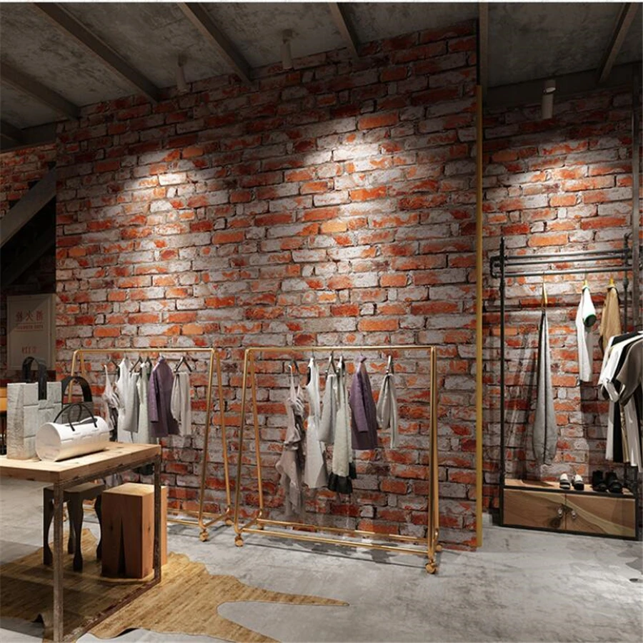 

Vintage blue brick paper antique brick wallpaper 3D stereo clothing store restaurant bar brick decorative papier peint wallpaper