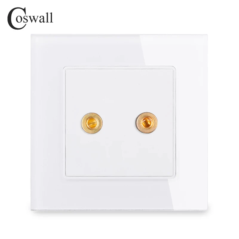 Coswall Tempered Crystal Glass Panel Audio Outlet Wall Socket Black White Gold Grey C1 Series