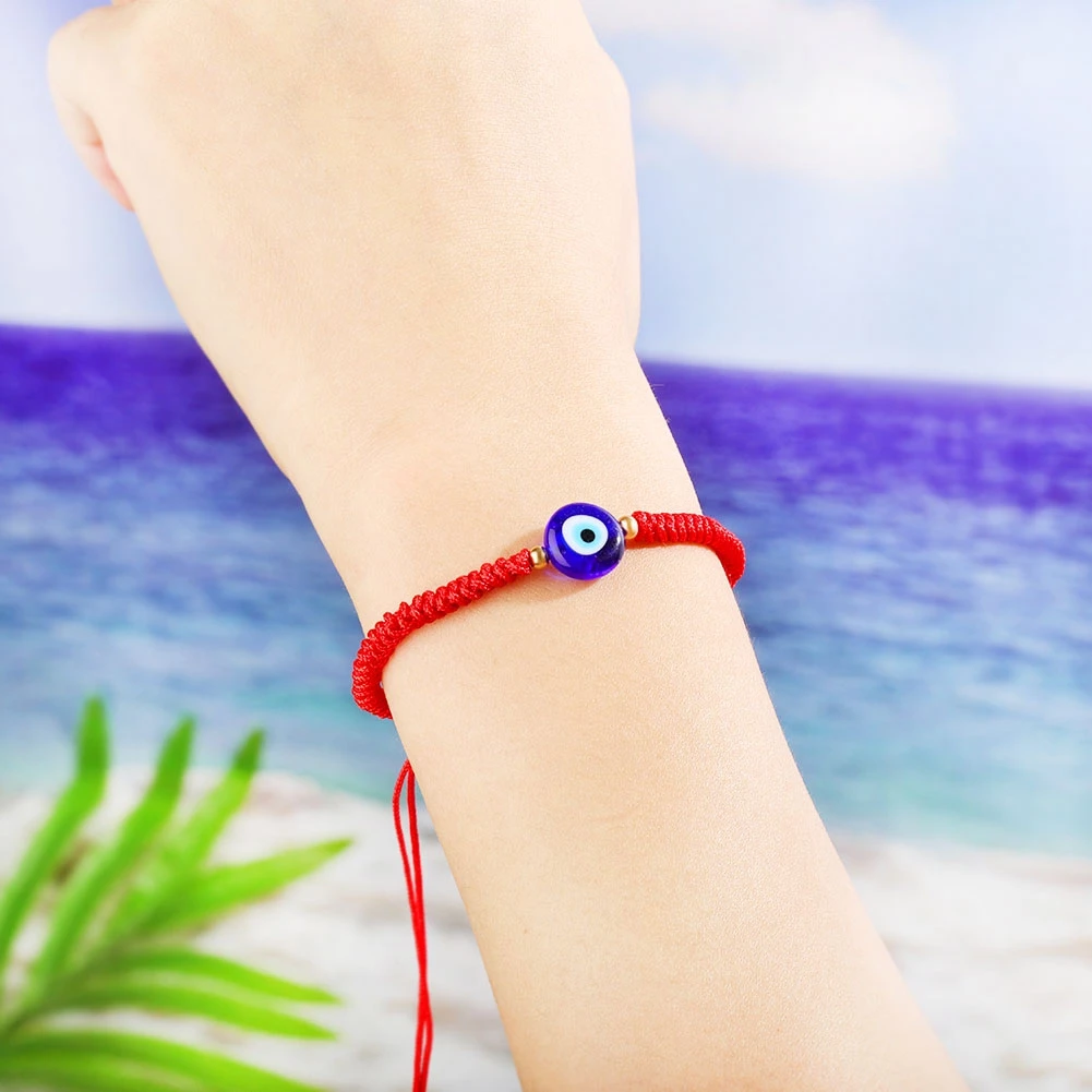 10Pcs/Lot Handmade String Evil Eye Bracelet for Women Men Girls Boys Black Red Thread Adjustable Bracelets Minimalist Jewelry