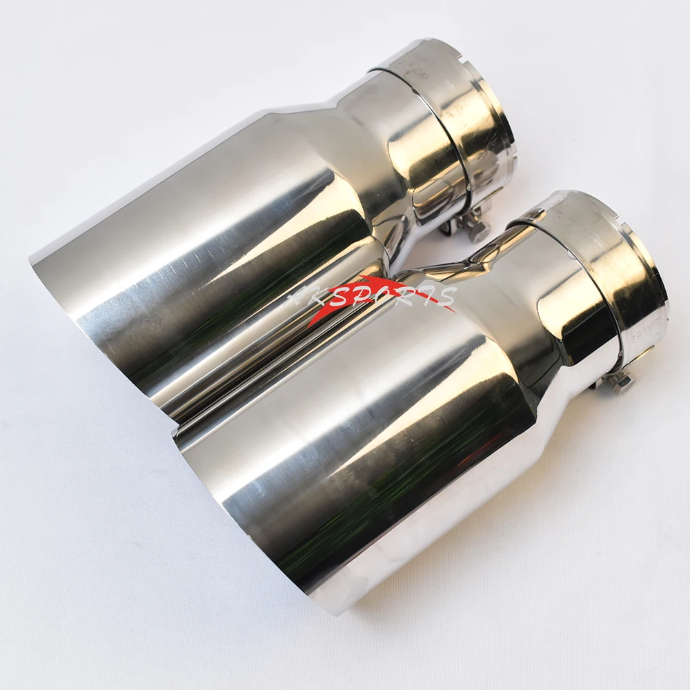 1 pc carro modificado tubo de escape aço inoxidável universal em linha reta slash corte borda brilhante silenciador ponta