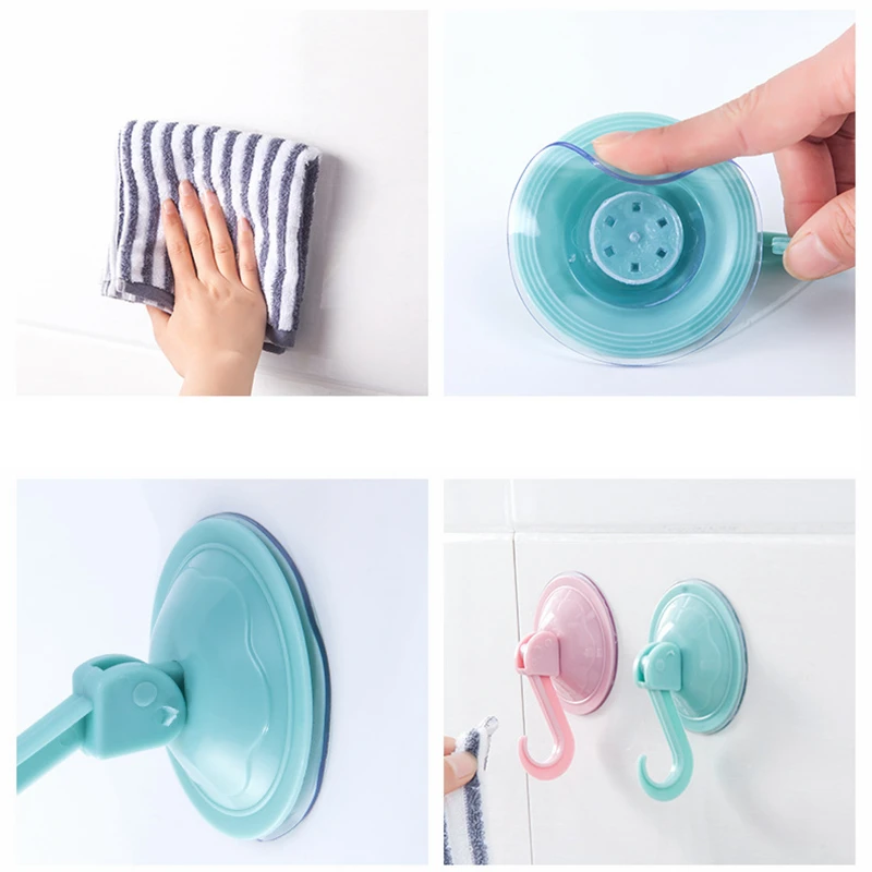 1PCS Suction Cup Hook Strong Suction Hooks Waterproof Bathroom Vacuum Suction Hook Kitchen Towel Hanger Hooks Accessories