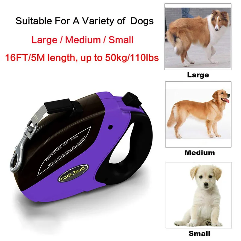 Retractable Dog Leash Anti-Slip Pet Walking Jogging Training Leash for Small Medium Large Dogs Up to 110lbs Roulette For Dogs