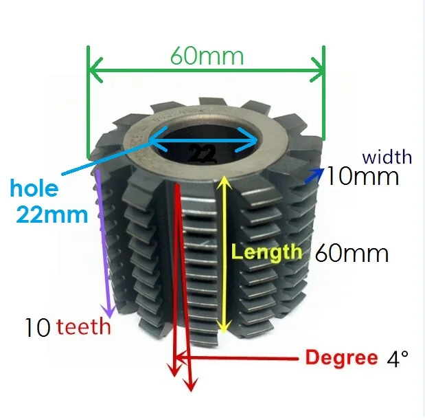 Combination with the two drawing to customize gear hob cutter inner hole 22mm gear cutting tools involute spline hob cutter