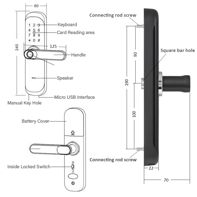 RAYKUBE Fingerprint Lock Wifi Tuya Smartlife APP IC Card Digital Code Electronic Door Lock Home Security Mortise Lock X3