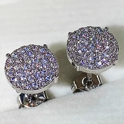 Huitan Minimalist Small Stud Earrings with Shiny Cubic Zirconia Stone Statement Earrings for Women Fancy Gift New Trendy Jewelry