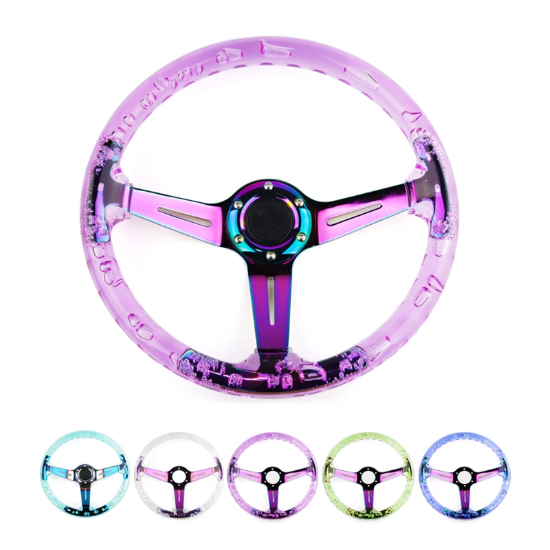 Sports steering wheel 14inch 340mm transparent racing steering wheel acrylic ordinary racing steering wheel