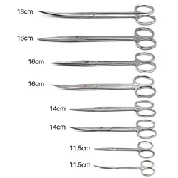 Tijeras quirúrgicas dentales rectas/curvadas, herramienta de cirugía Oral para Hospital, equipo médico de acero inoxidable 10/14/16/18, 1 unidad