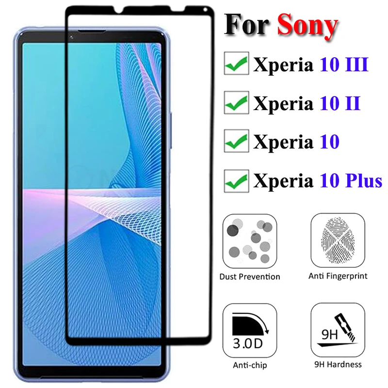 Full Cover Screen Protector Tempered Glass For Sony Xperia 10 III Full Glue Protective Glass Film For Sony Xperia 10 II 10 Plus