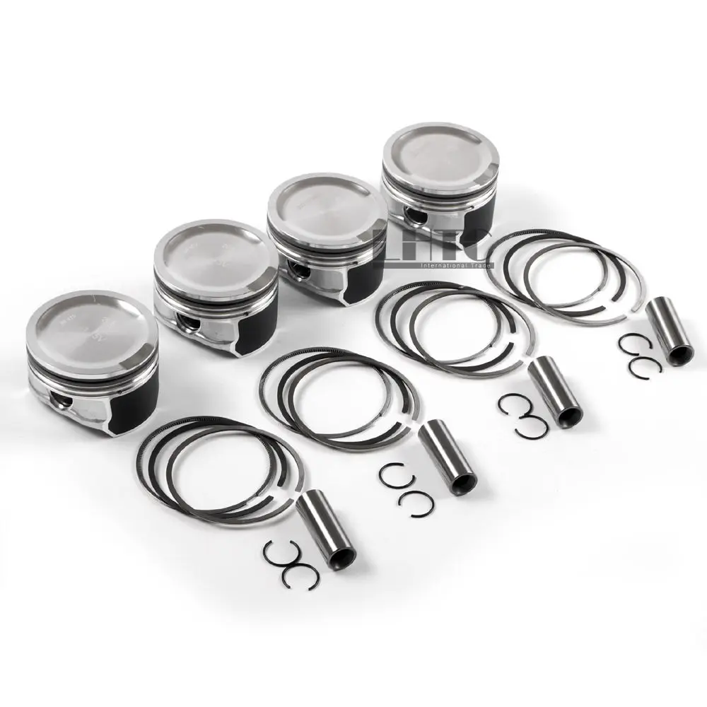 4pcs NEW Engine Pistons & Rings 81mm STD Set For VW Jetta Beetle Golf GTI Audi A4 1.8T 1.8L Turbo DOHC 20V