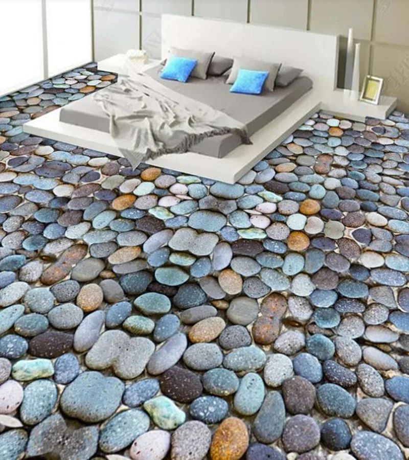 PVC cobblestone natural landscape non-slip waterproof self-adhesive 3D floor sticker tiles bathroom 3D wallpaper