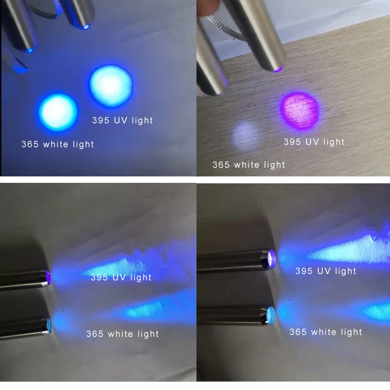 Stainless Steel Mini Pocket Lamp Led 365/395 UV Flashlight Torch Ultra Violet Light AAA Battery for Marker Checker Detection