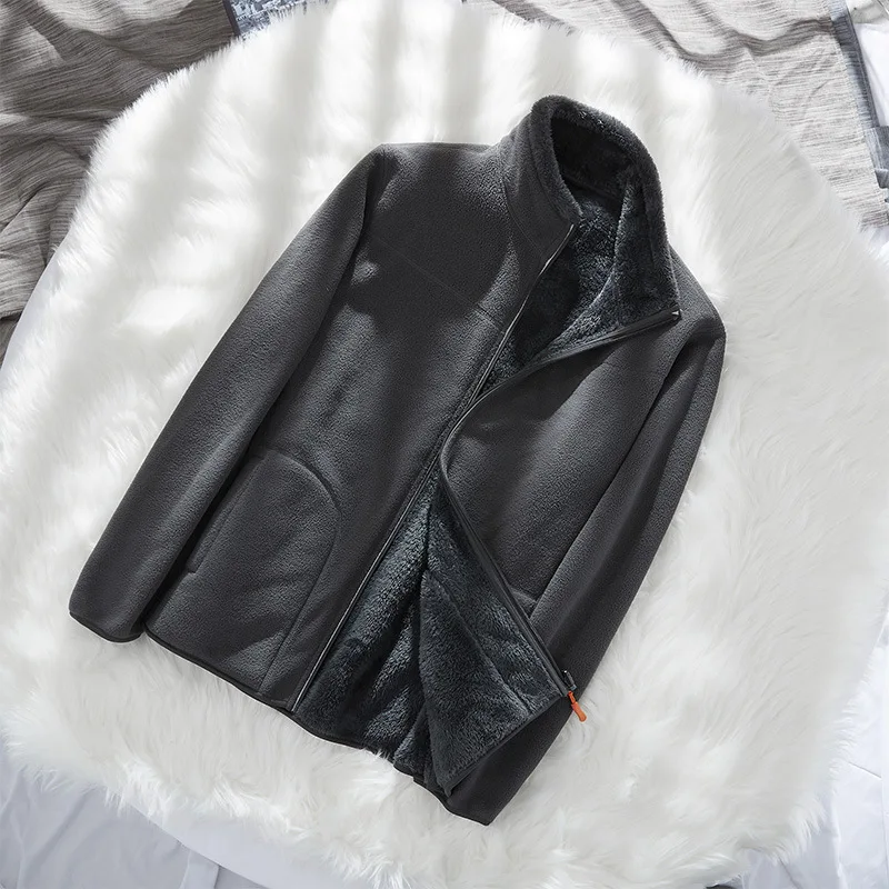 

Autumn Winter Woman Thicken Warm Coat Female Zipper Stand Collar Oversize Ladies Solid Color Fleece Street Jacket Outerwear A251