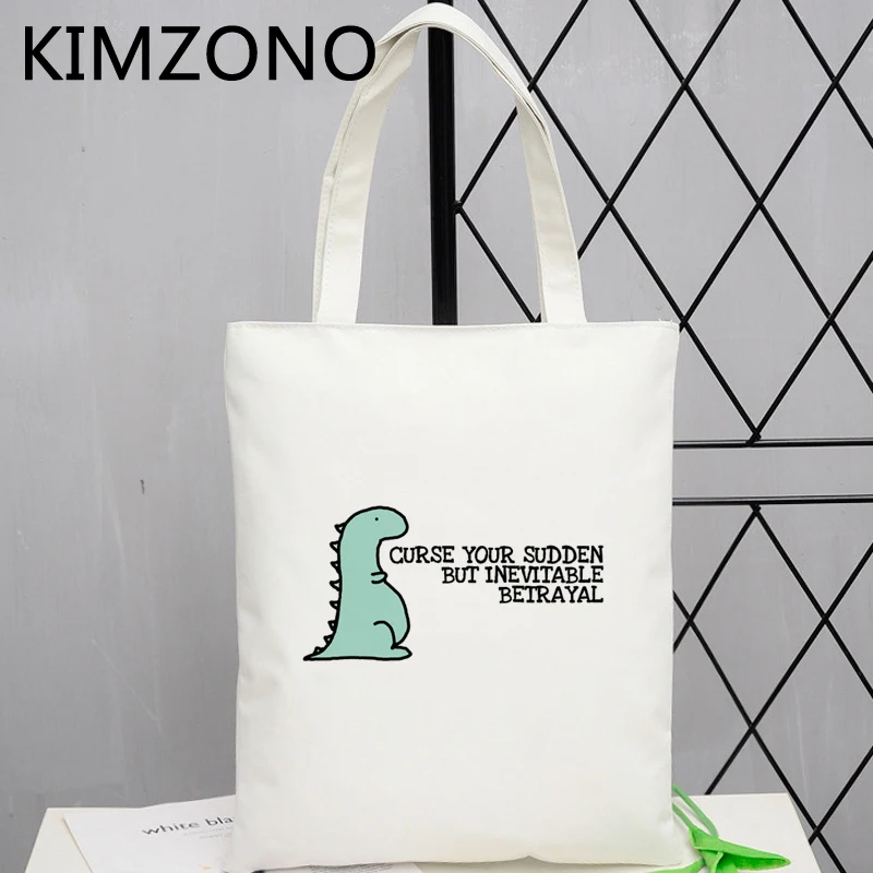 Dinosaur shopping bag canvas cotton recycle bag tote reusable shopper bag foldable sac cabas ecobag tote sacolas