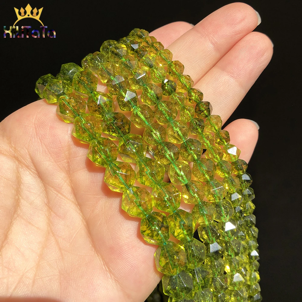 Natural Faceted Green Peridot Stone Beads For DIY Jewelry Making 6 8 10mm Round Loose Spacer Beads Bracelet Accessories 15\'\'