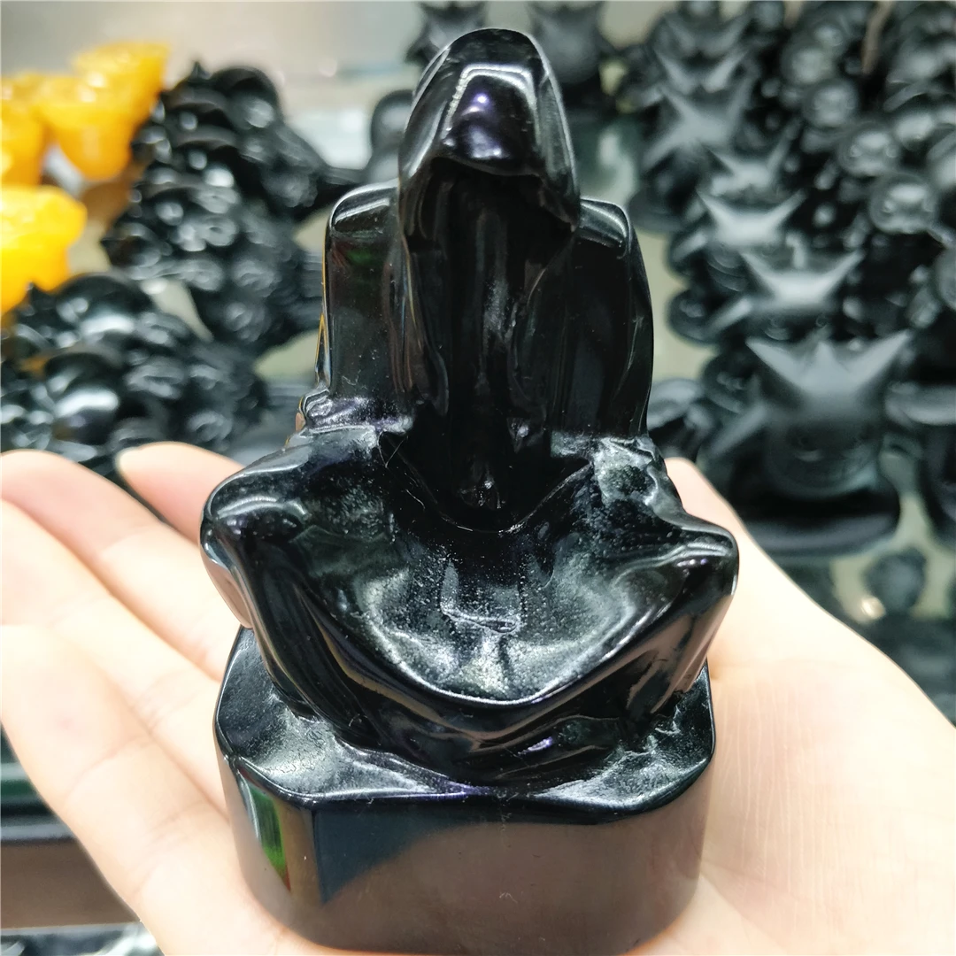 Figura de Jade de obsidiana negra Mineral Natural, tallado de mármol blanco, figura de Nazgul de Ringwraith, artesanías folclóricas, decoración mágica de piedra de Mecca
