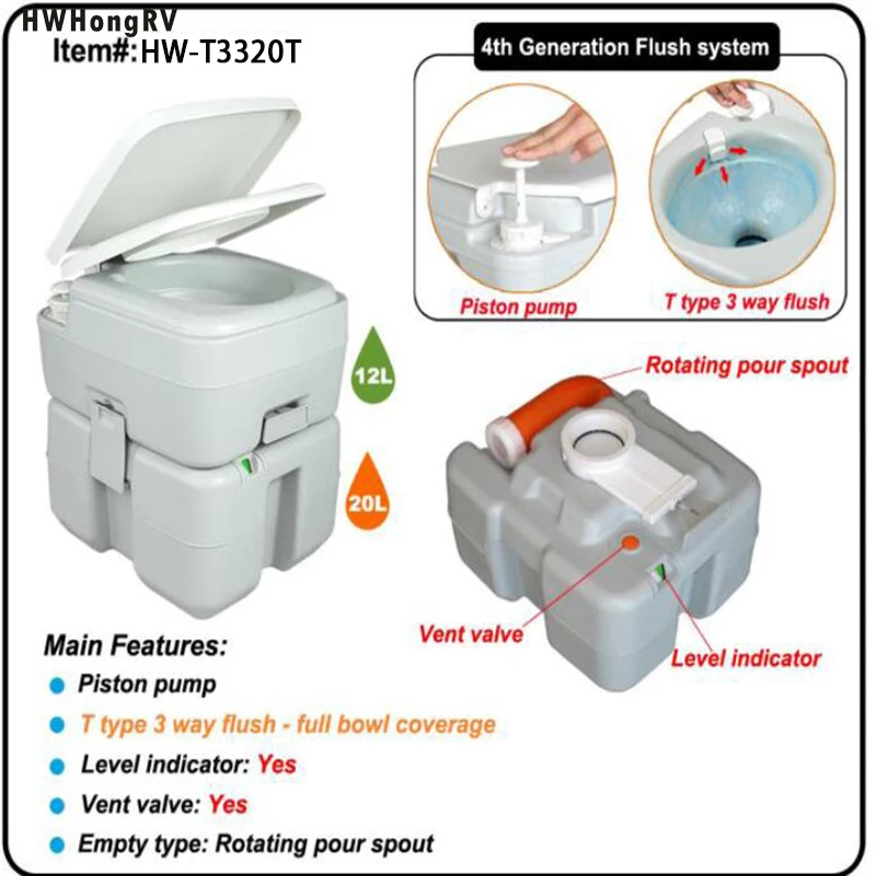 WC portátil para acampar, inodoro de viaje, Cassette para exteriores, caravana, RV, marino, Camper