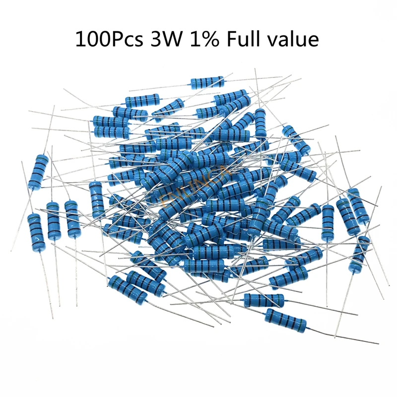 

100pcs 3W 1% Metal film resistor 0.1R 0.12R 0.15R 0.18R 0.22R 0.24R 0.27R 0.3R 0.33R 0.36R 0.39R 0.43R 0.47R 0.5R 0.56R 1%