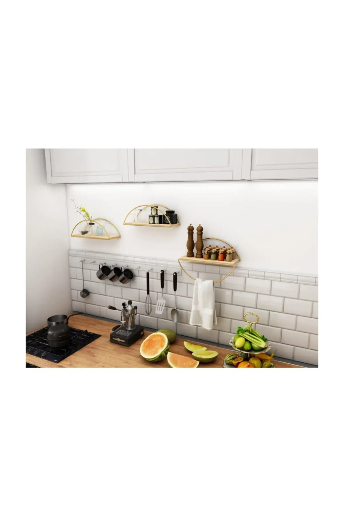 Wall Rack Decorative Kitchen Bathroom Gold Ellipse Bookcase