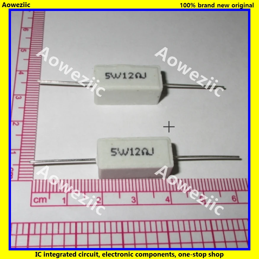 

10Pcs RX27 Horizontal cement resistance 5W 12 ohm 12R 12RJ 5W12RJ Ceramic Resistance precision 5% Power resistance