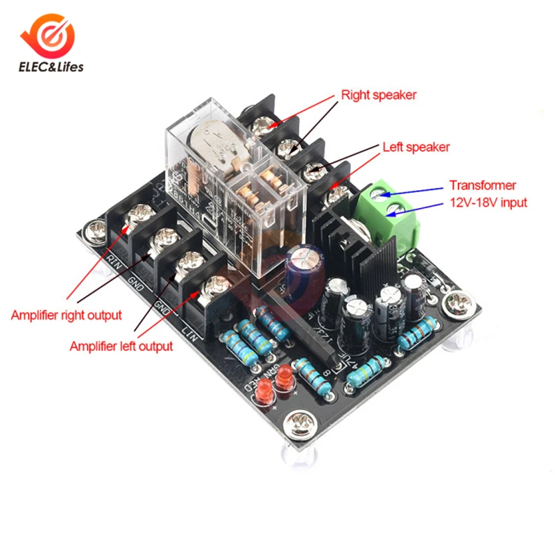 Audio Portable Speakers 2.0 Speaker Protective Board AC 12V-16V Relay Protection Board With LED Indicator Light