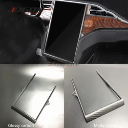 Glossy & Matte Real Carbon Fiber For Tesla Model X S 2014- 2018 Car Central Console GPS Navigation Frame Cover Trim