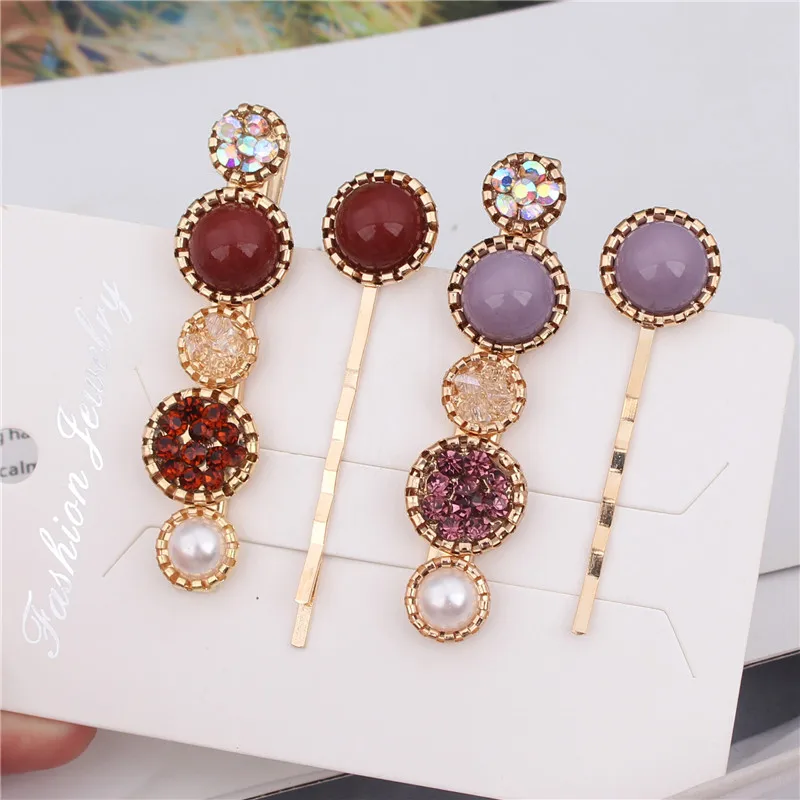 2/4pcs/set Rhinestone Wave Hair Clips for Ladies Imitation Pearl Hair Pins Set Charming Women Hair Accessories