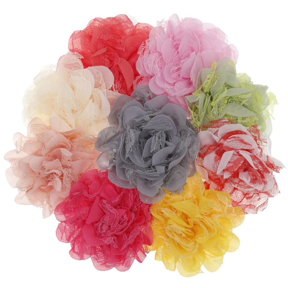 5pcs/lot 11cm Artificial Flower Chiffon Damaged Flower Head Wedding Party Home Decoration DIY Handmade Headdres Accessories