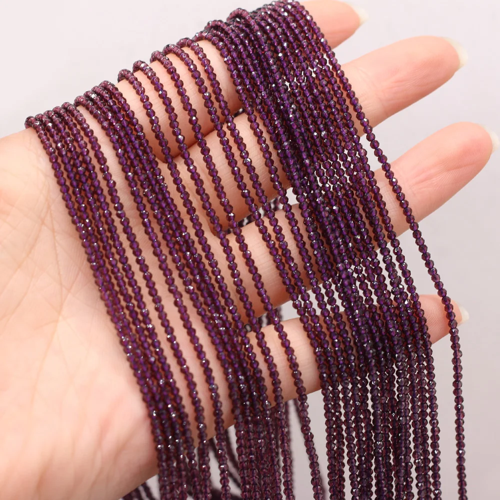 Beads 2mm Faceted Natural Semi-Precious Stones Spinel Purple Loose Bead for Women Girl Jewelry Making DIY Bracelet Necklace 38cm