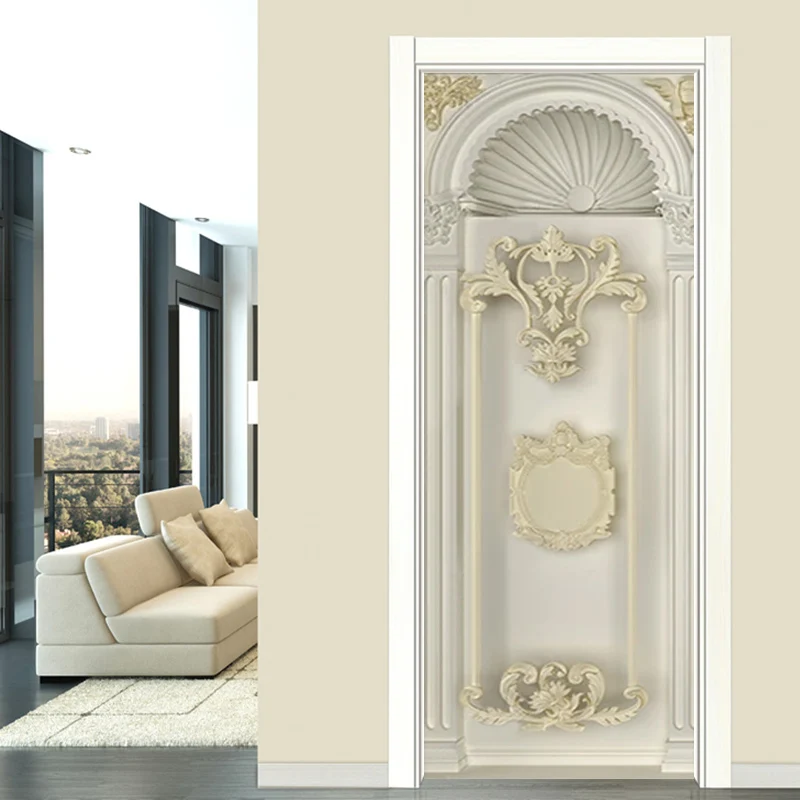 Adesivos Para Parede Waterproof Door Poster European Style 3D Stereo Lines Door Sticker Living Room Bedroom Home Decor Decal