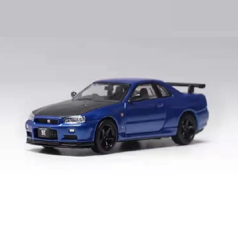 

Stance Hunters 1:64 Niss-an Sky-line GT-R R34 V-SPEC-II Blue Carbon Simulation Model Car