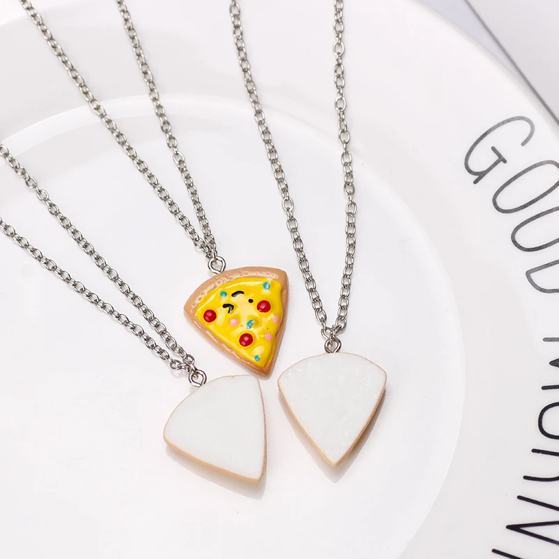 6-piece Pizza Best Friend Necklace for Women Trendy Cute Metal Pizza Pendant Choker For Your Favorite Friends Friendship Jewelry