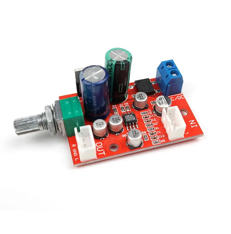 AC/DC AD828 Dynamic Microphone Stereo Preamp Power Amplifier Preamplifier Board With Volume Control