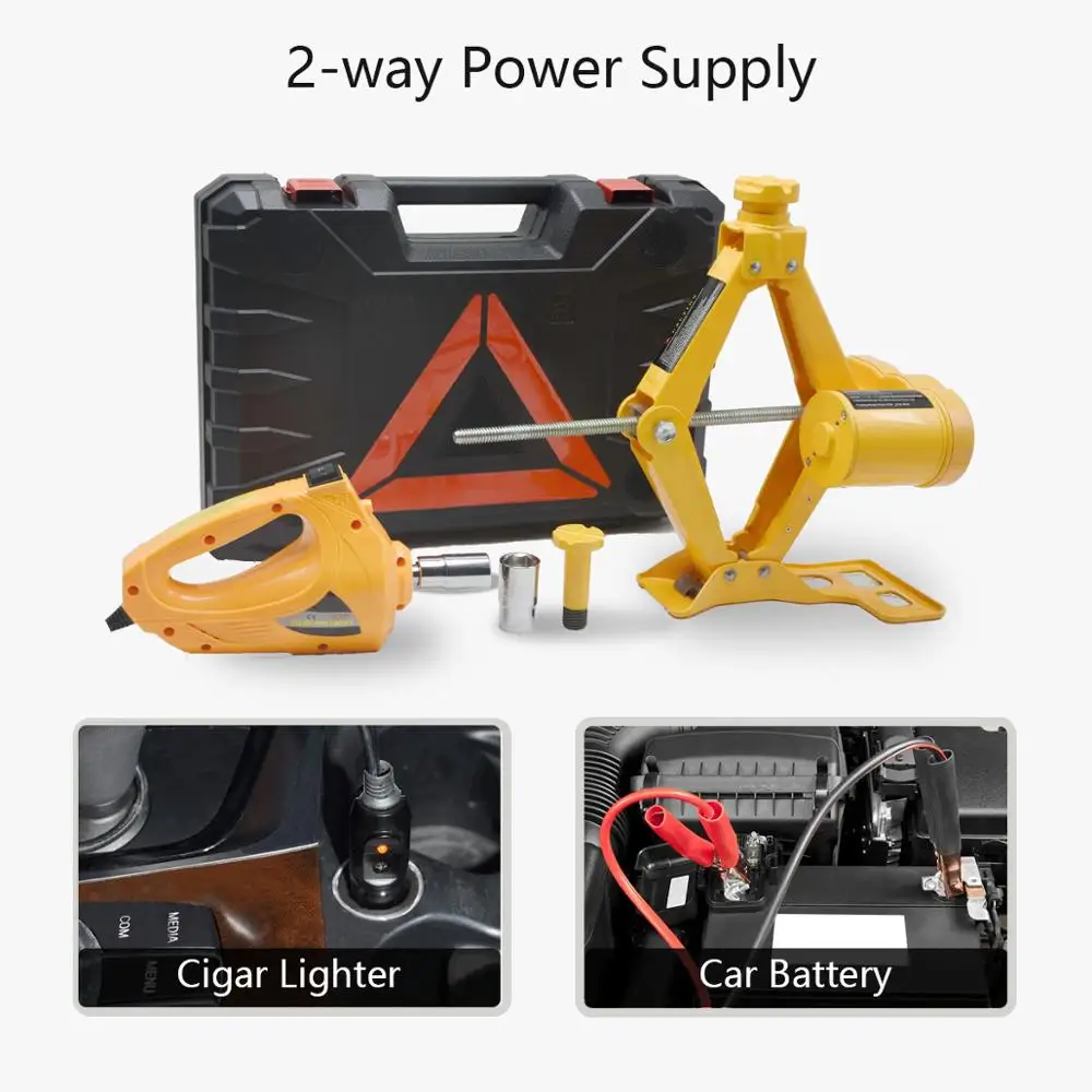 Carro elétrico Scissor Jack Kit, Ferramenta de Emergência, Reparação de Pneus, Elevador Jack, Flash Embutido, Luz LED, Chave de Impacto, 12V