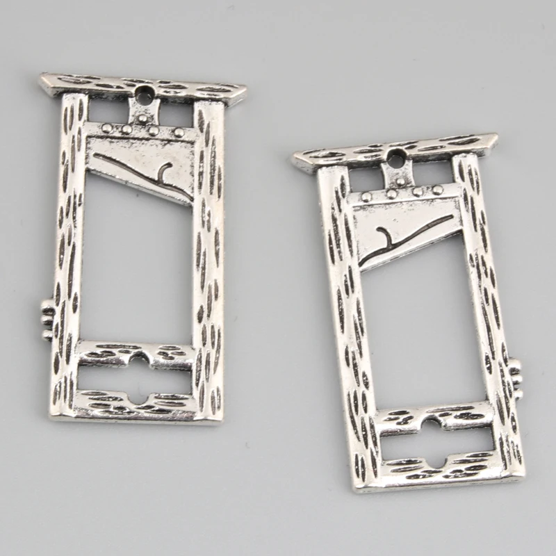 10pcs Silver Color 37x22mm Creepy Guillotine Charms Halloween Gifts Pendant Fit DIY Gothic Jewelry Making Handcrafted Accessorie