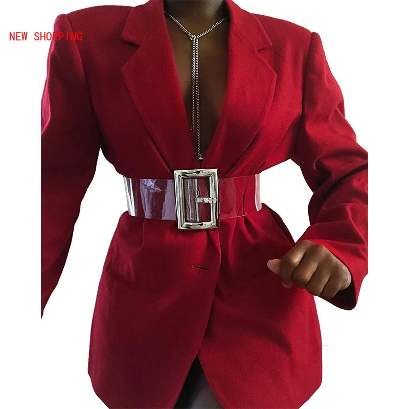 Fashion Office Lady Blazer with Belt 2024 Autumn Casual Women Blazer Suits Long Sleeve Slim Fit Elegant Long Chic Jacket Outwear