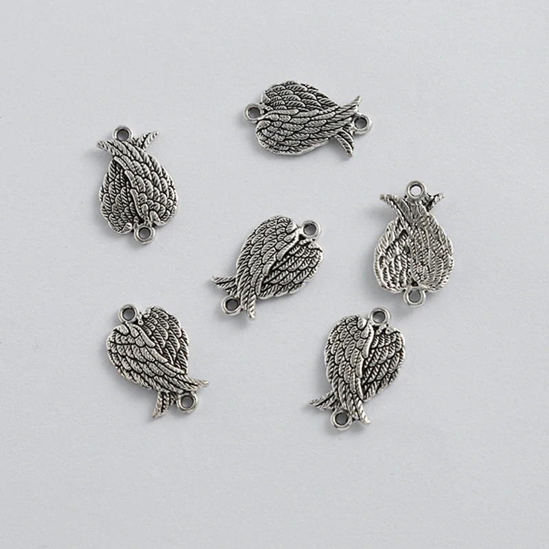 20pcs Alloy Feather Wings Charms Connector For Handmade Bracelet NecklaceJewelry Making Findings 11x18mm DIY Jewelry Making