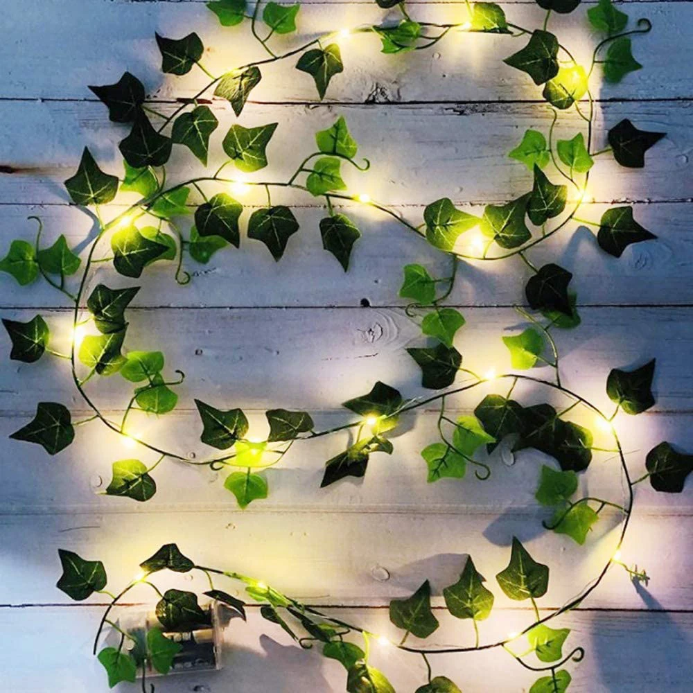 

100/40/20/10led Artificial Lvy Vine String Light Creeper Green Leaf Hanging Garland Lamp for Wedding Xmas Party Room Patio Decor