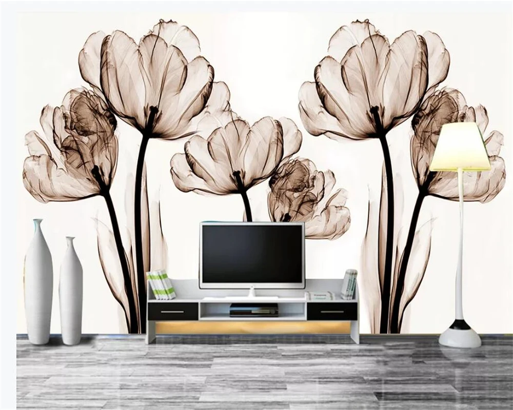 

wellyu Custom large murals fashion home decoration modern minimalist elegant flower floral background wall wallpaper