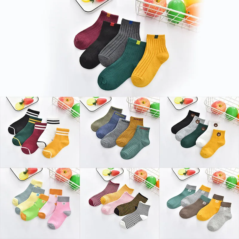 

10pcs/5pairs Children Sock Breathable Sports Girls Boys Sokcs Unisex Cotton Stripe Chaussette Enfant Garcon Skarpetki Dla dzieci