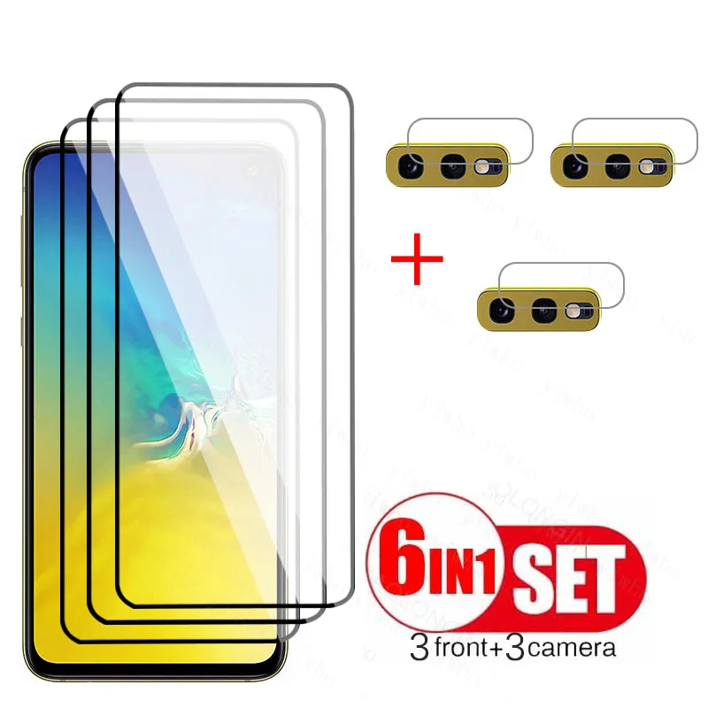 Screen Protector  For Samsung Galaxy S10E Protective glass on sansun galax S10E S 10E full cover Tempered Camera Lens Glass