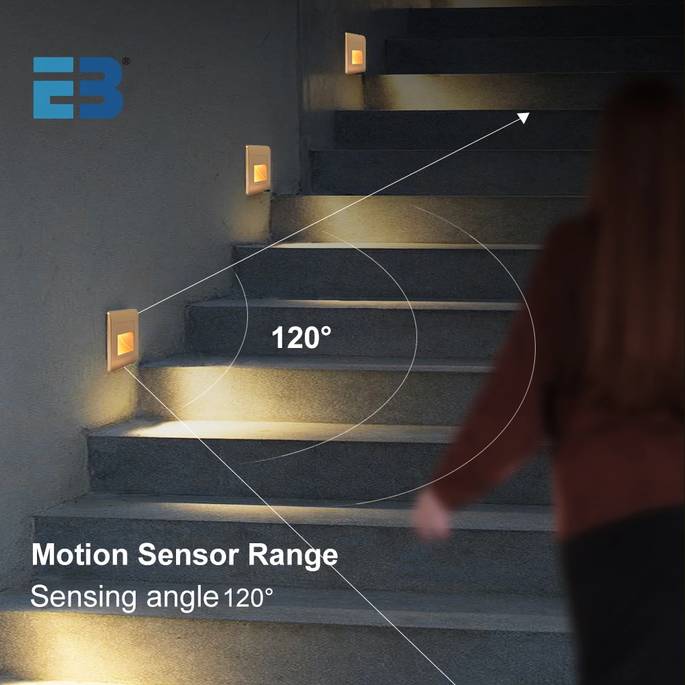 Luz Led de pared empotrada para escaleras, lámpara de paso con Sensor de movimiento, AC85-265V de escalera, iluminación de pasillo