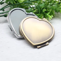 5pcs 67mm Heart Shape Folding Compact Mirror Pocket Makeup Mirror Pocket Mirror For DIY Jewelry Accessories Making Accessories