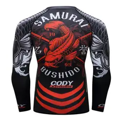 MMA T shirt Mens Rashguard Jiu Jitsu Bjj T shirt manica lunga Fitness Muay Thai boxe Sport maglione Mma Rashguard Boxing Jersey